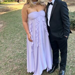 Elegant Lavender Strapless Gown